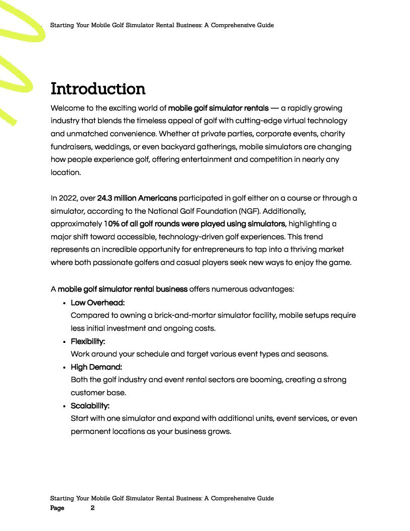 Starting Your Mobile Golf Simulator Rental Business: A Comprehensive Guide