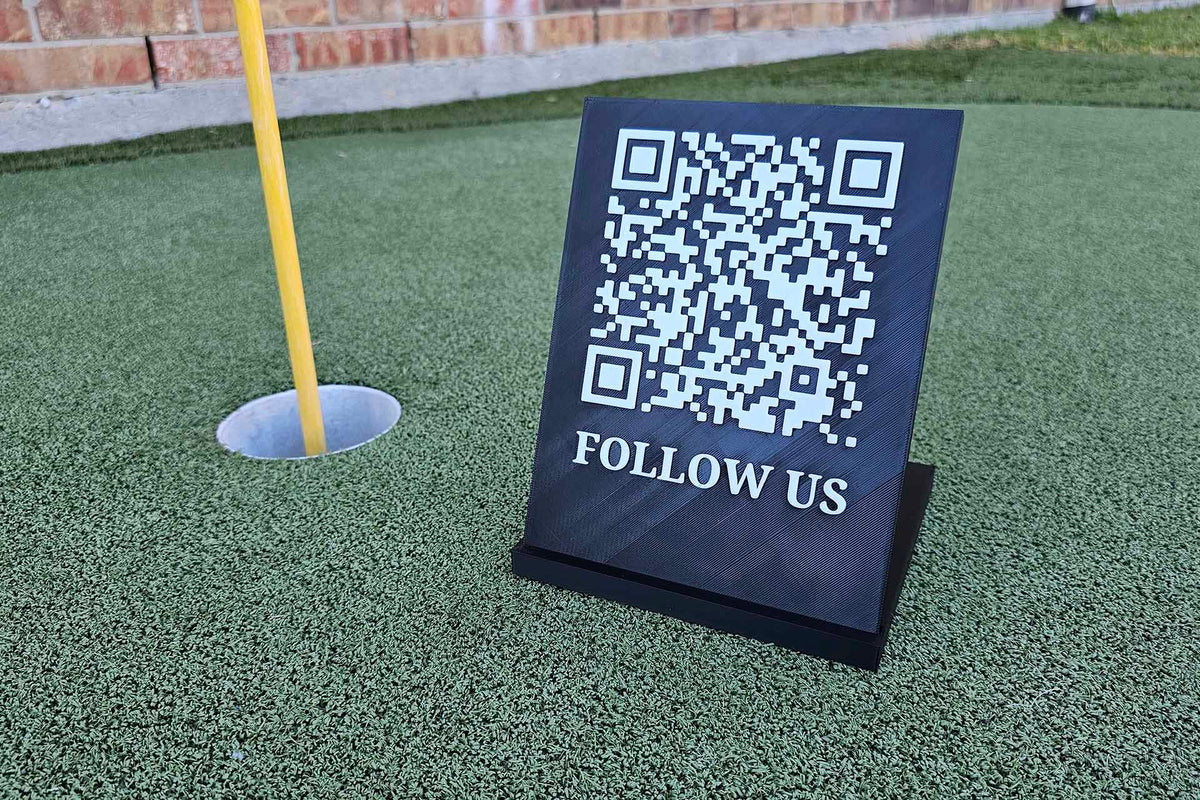 QR Code “Follow Us” Sign – All Sports Inflatables